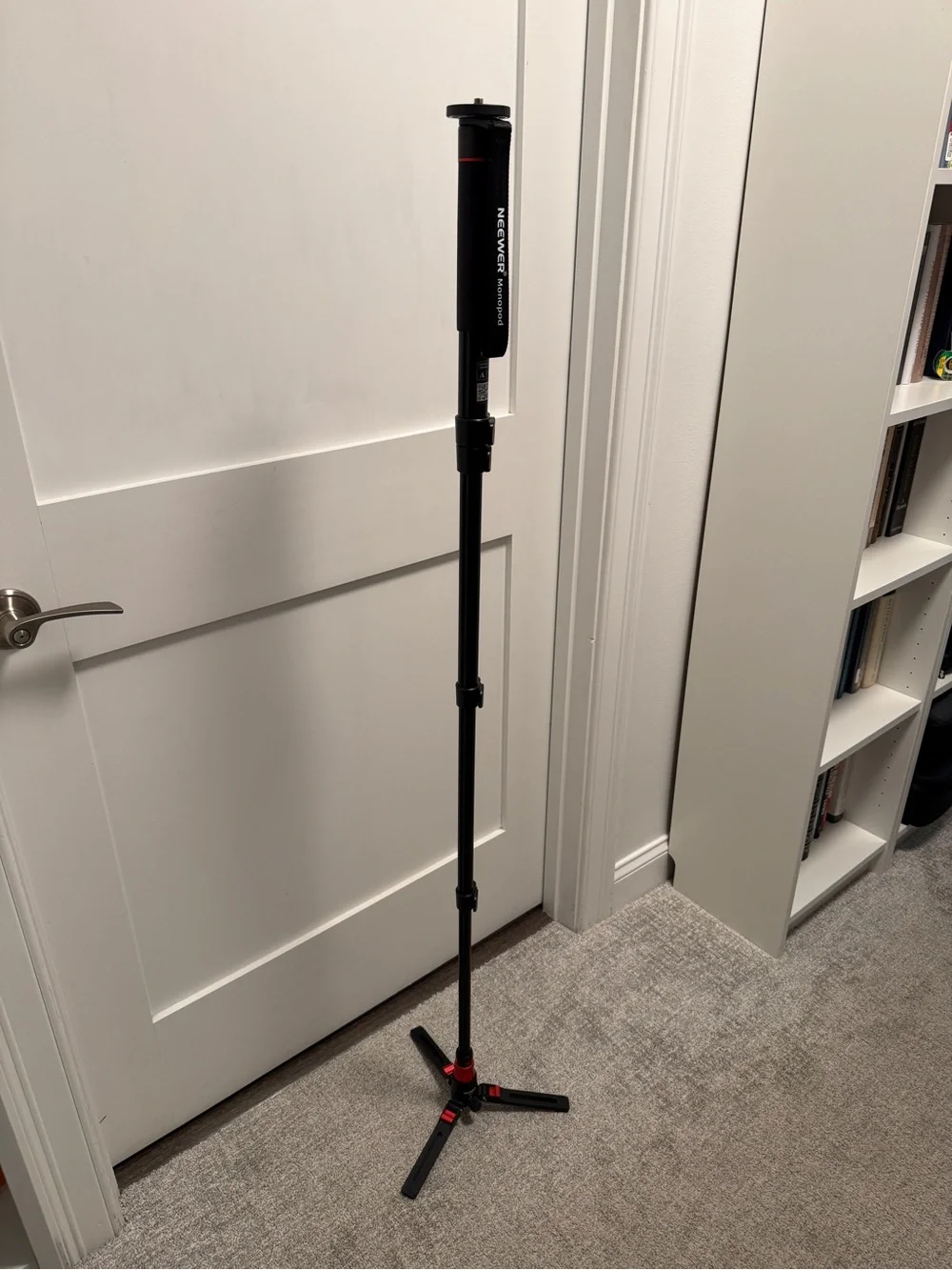 Black Lightweight Monopod Stand with Mini Tripod Base - Professional Support